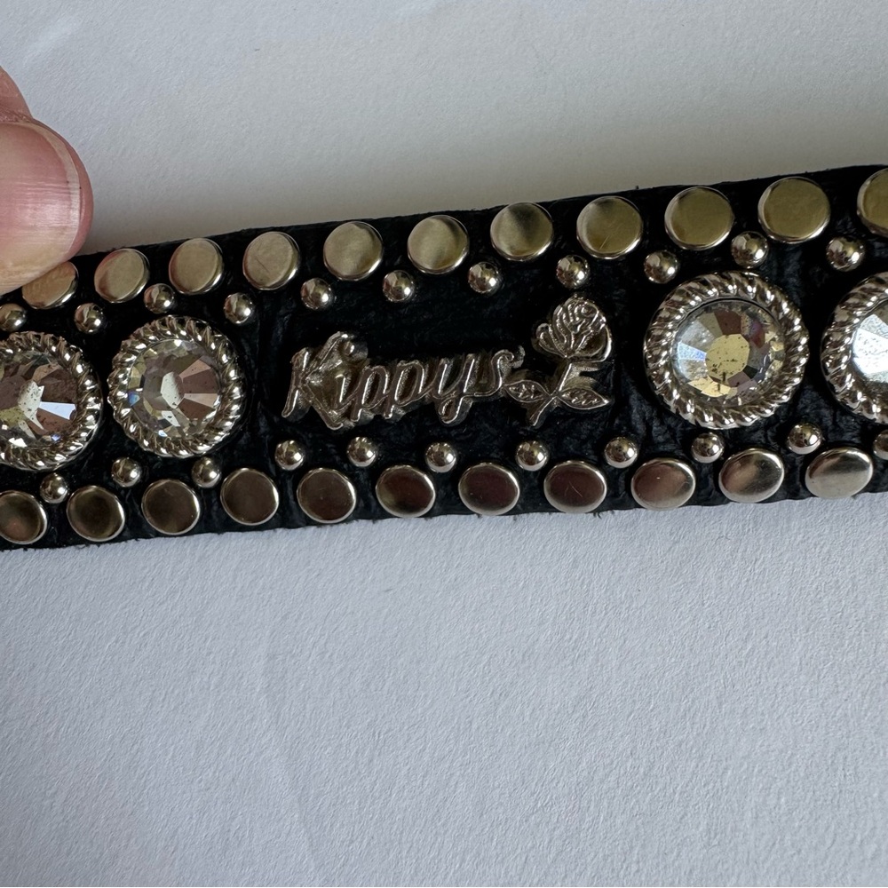 Kippys Swarovski crystal leather western Y2K black an silver trendy country belt - Picture 3 of 15